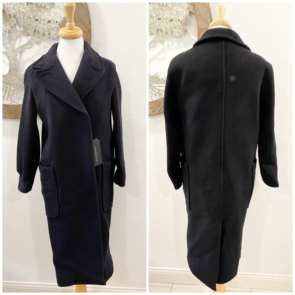 NWT Gloverall Duffle Reefer Wool Trench Coat Navy  XS